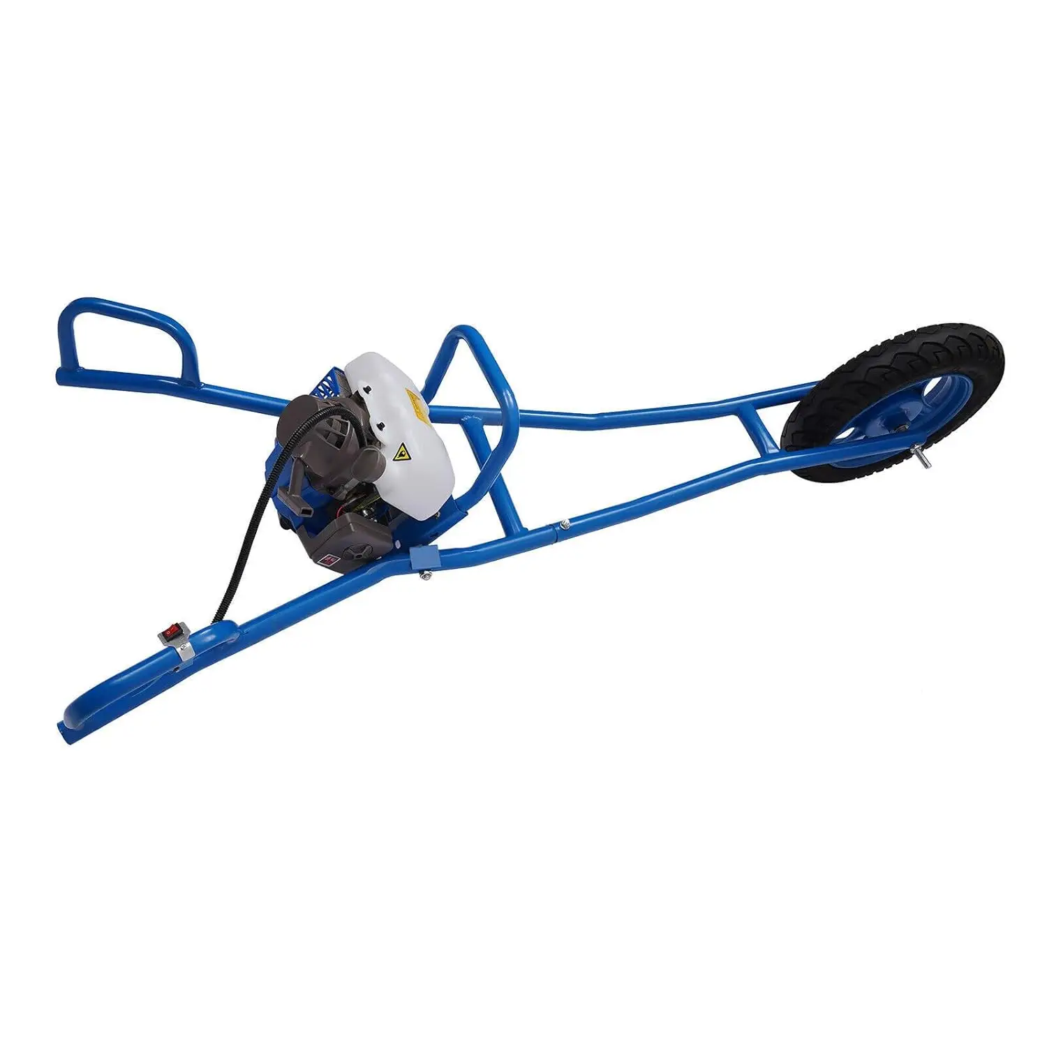 Gas Powered Post Hole Digger, 63Cc 3 Earth Auger Borer Ground Digging Drill Wheelbarrow For Farm Garden Plant (Blue)