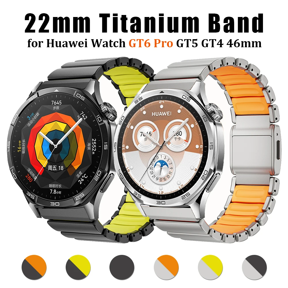

22mm Metal Band for Huawei Watch GT5/4/3 GT6 Pro 46mm Ultimate for Seiko Titanium Rubber Strap for Oneplus Watch 3 2 2R Bracelet
