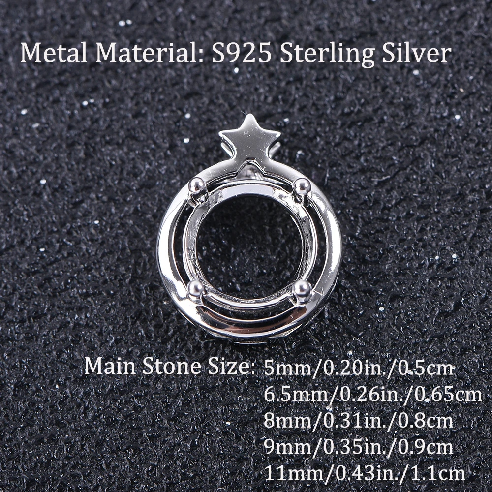 5-11mm Multi-Size Pendant Blank Tray S925 Sterling Silver Necklace Simple Women\'s Jewelry Accessory