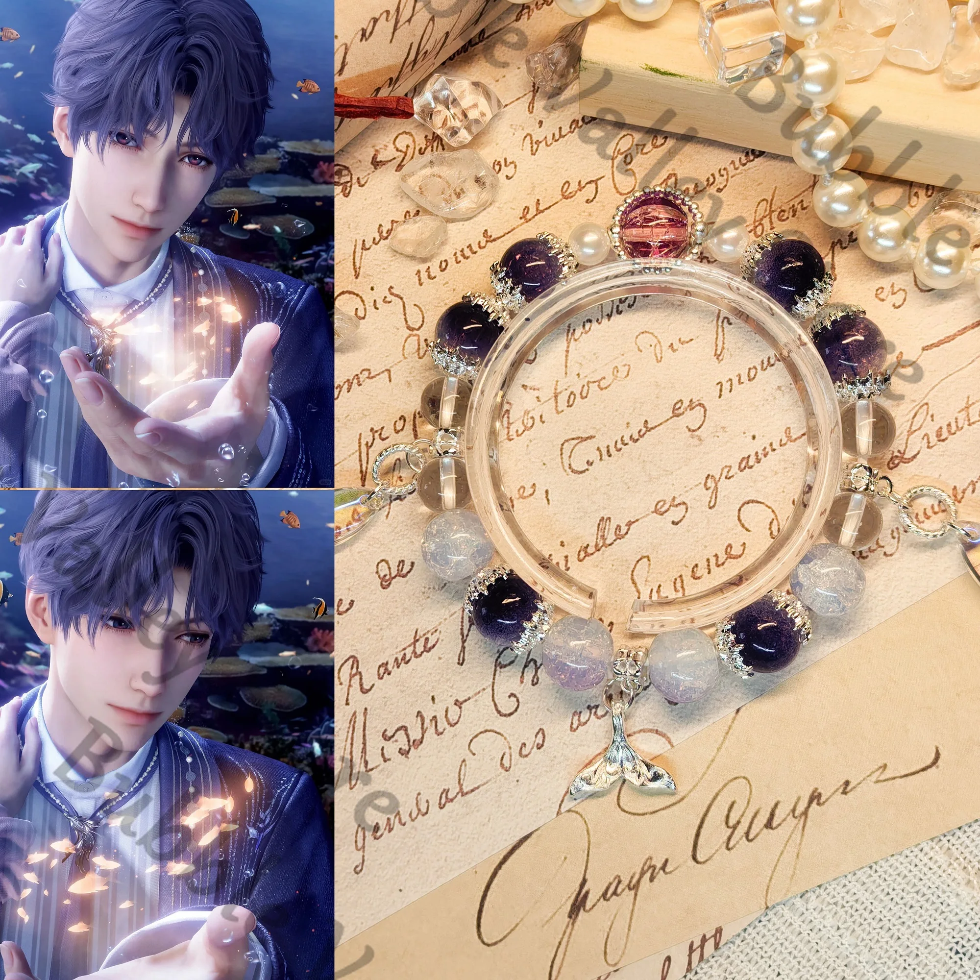 

Anime Love and Deepspace Sylus Rafayel Xavier Zayne Caleb Cosplay Fishtail Beaded Bracelet Cartoon Bead Bracelets Hand Chain