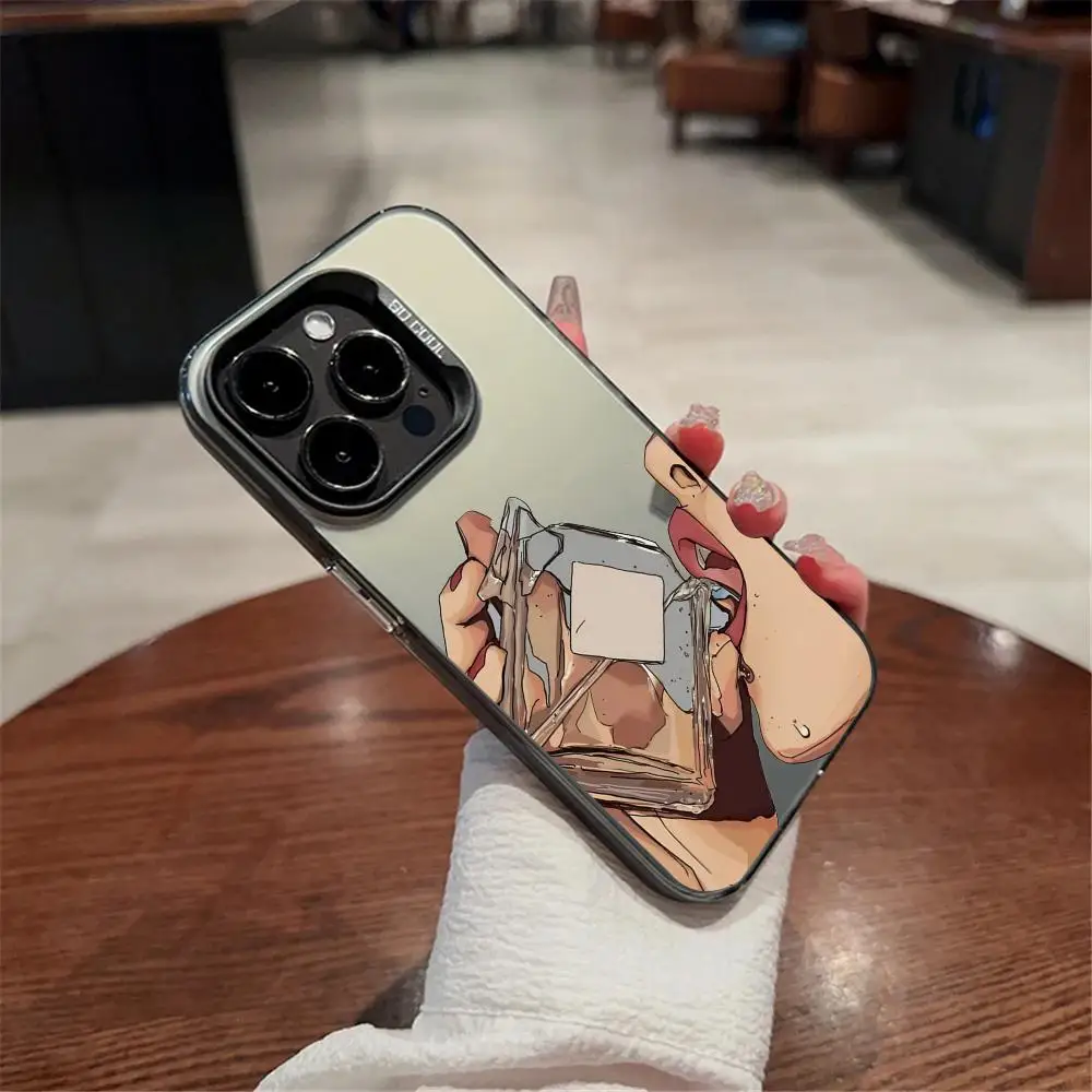 Sexy Rode Lippen Telefoon Case Voor IPhone 11 12 13 14 15 16 17 Pro Max Air Plus Mini Licht Luxe high-end Kleurrijke Zilveren Gevallen