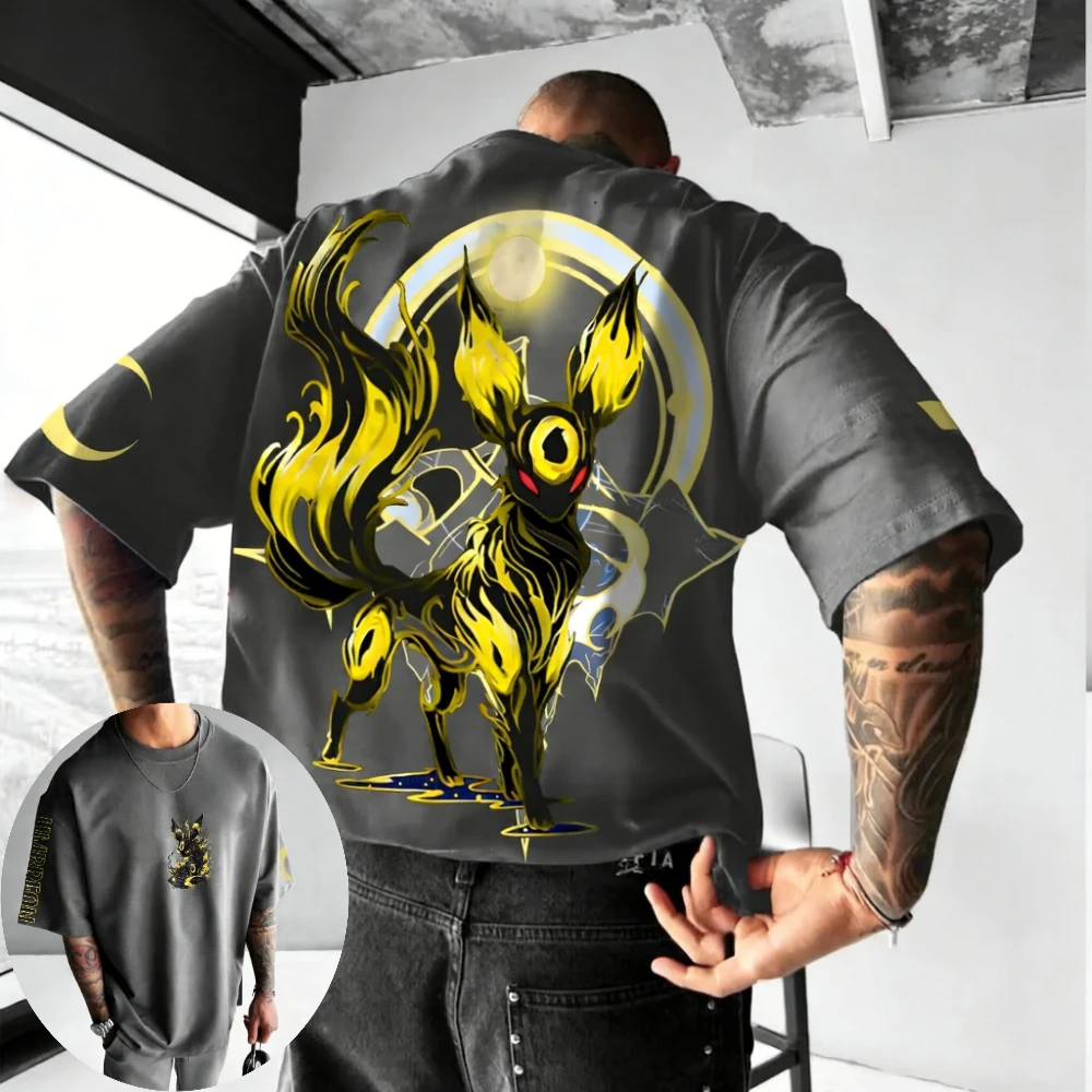 

Мужская и женская футболка Pokémon Umbreon в стиле аниме, летняя и весенняя футболка для мальчиков Y2k Harajuku с короткими рукавами, комплекты одежды для родителей и детей