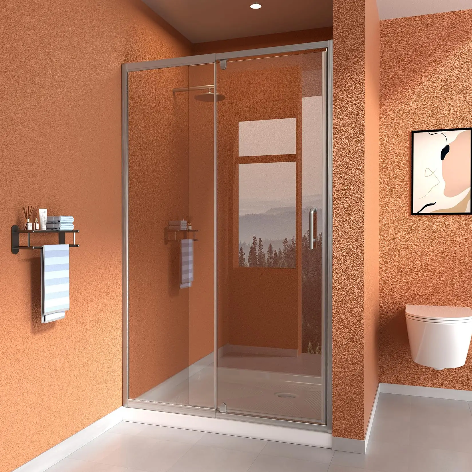 44-48 in.W Adjustable x72in.H Semi-Frameless Pivot Shower Door.1/4