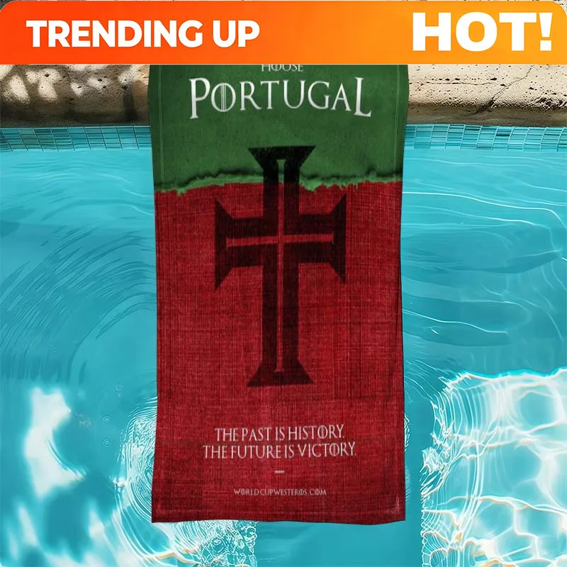 Customize Power Portugal Poster Pattern Beach Towel, Super Absorbent Beach Towel, Comfortable and Practical Quick-Dry Swimming T