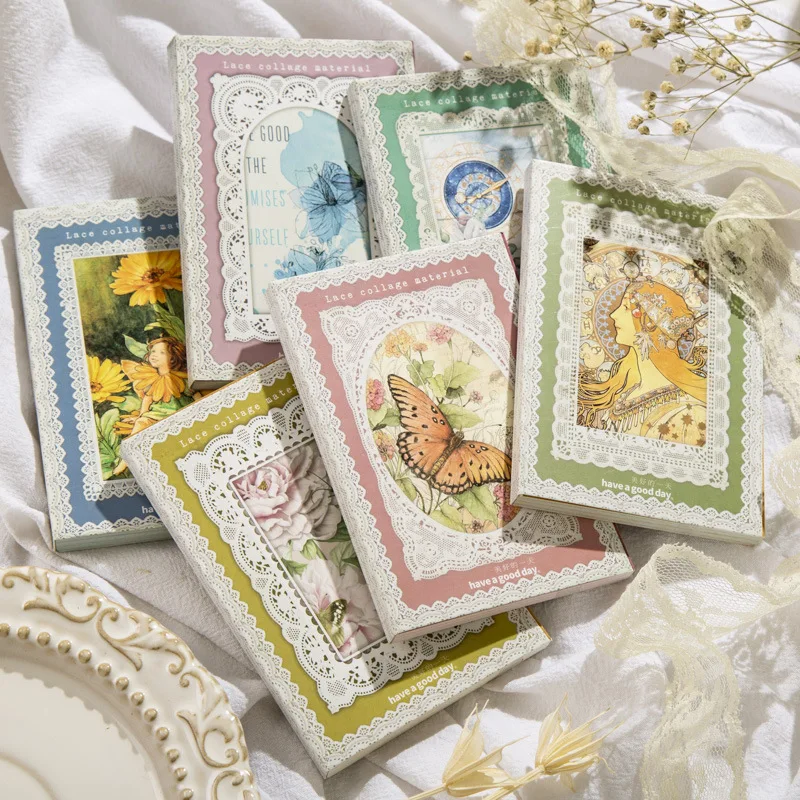 50-Blatt-Vintage-Spitze – Randmaterialpapier, Retro-Spitze – getrimmte Papiere für Scrapbooking und Dekoration