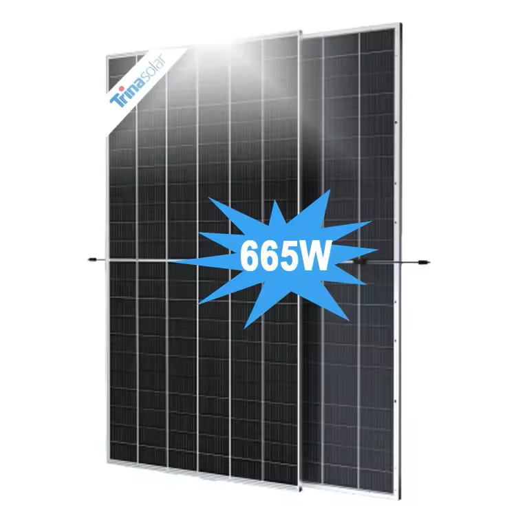 High Quality Trina TSM-DE21-665w  Solar Panel 645 650 655 660 665 Watt Trina Vertex Bifacial Double Glass Photovoltaic Panel