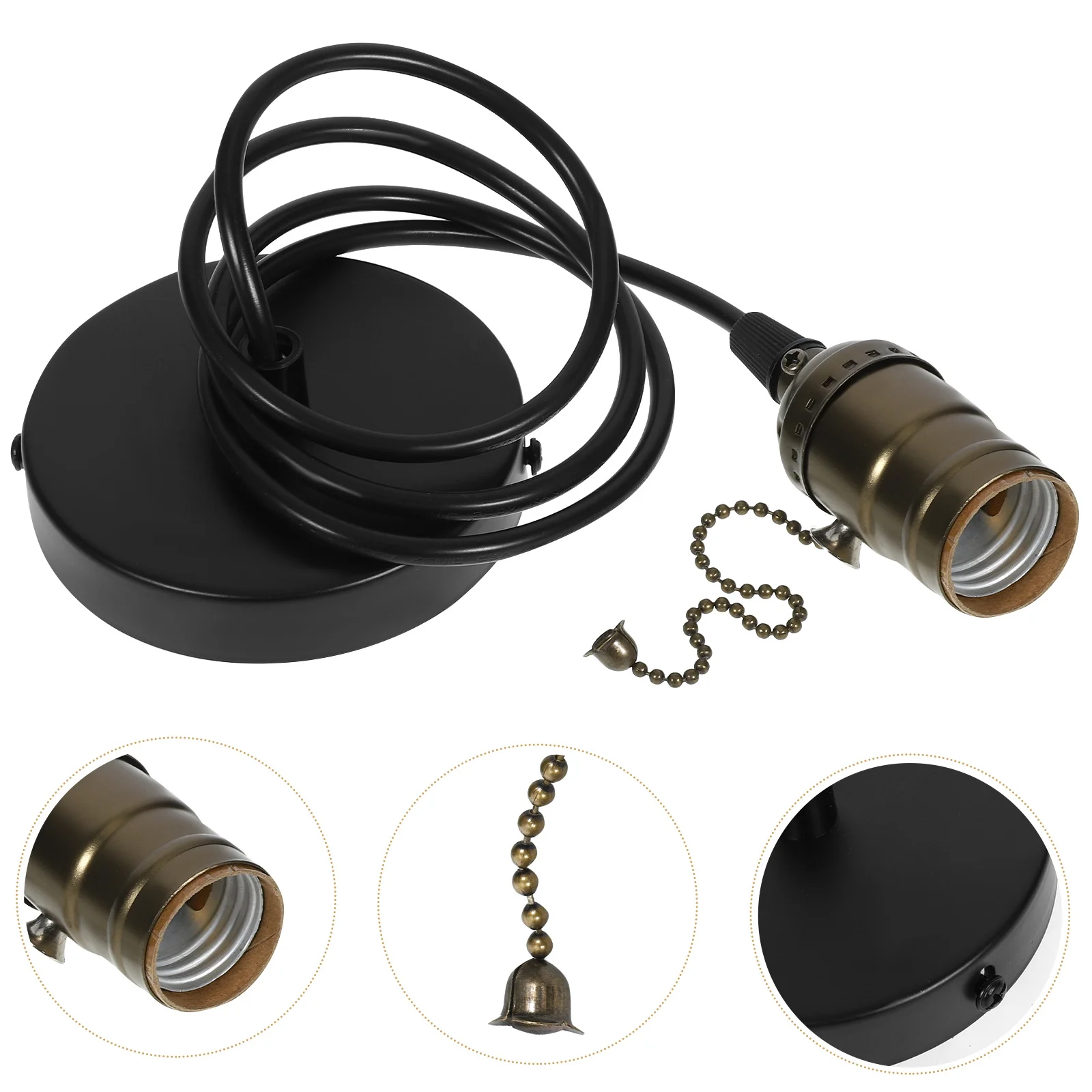 

Retro Socket Pendant Hanging Cord E26 Base Ceiling Lamp Holder For Diy Decorative Lighting Pendant Socket, Hanging Light