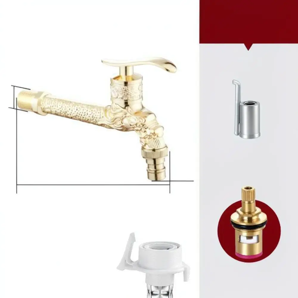 Vintage Retro Style Water Faucet Antique Brass Finish Wall Mounted Long Spout Mop Pool Tap Kitchen Laundry Sink Basin