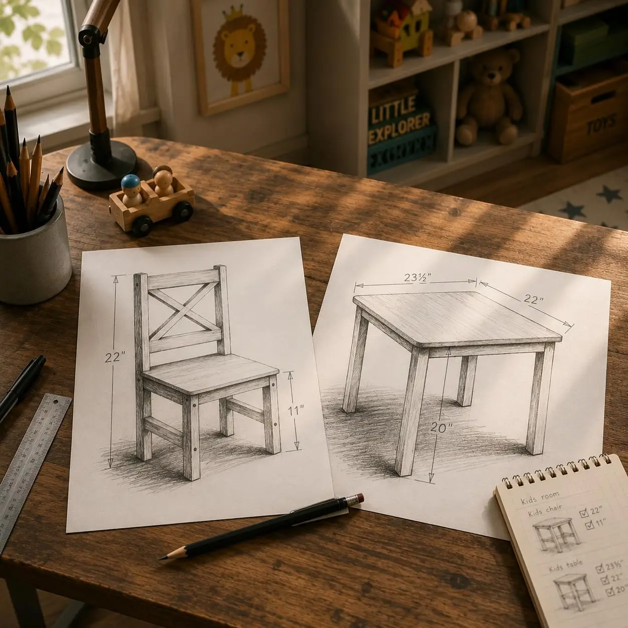 Solid Wood Kids Table & 2 Chairs Set,Ages 2-8,Whitecolor | AMMEHOELA Irish Design Modern Montessori Wooden Furniture for Toddler
