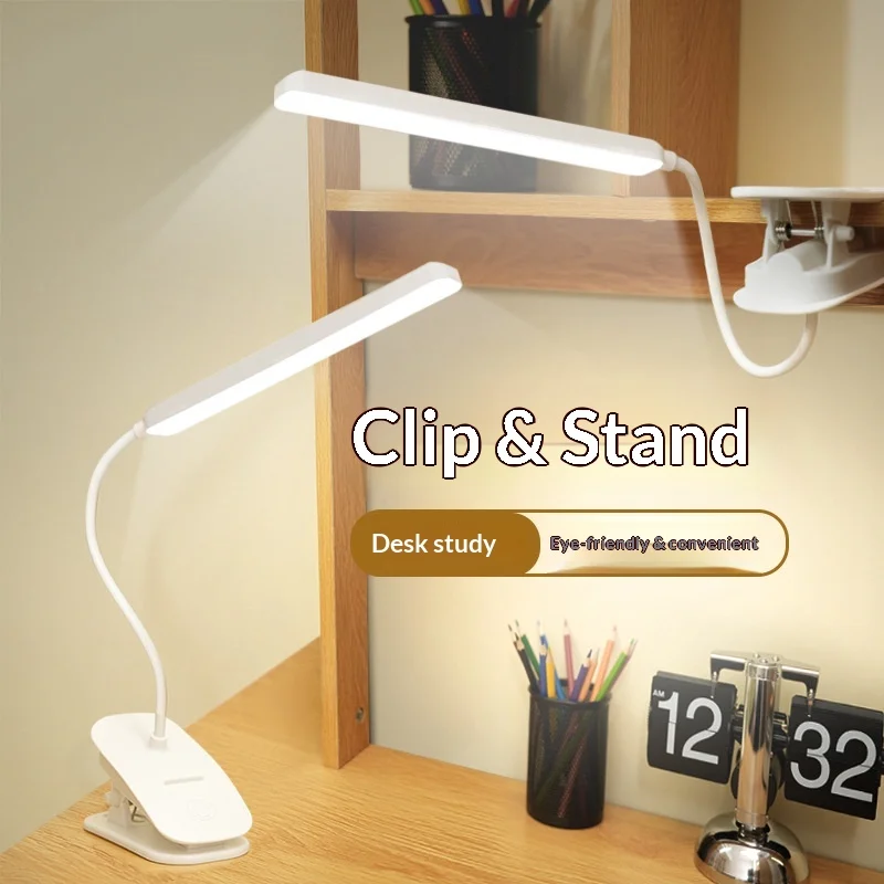 

Modern Plastic Clip on Rechargeable LED Eye Care Dimmable Reading Table Lamp Dorm Bedroom Bedside Desk Monitor Decor Novelty New