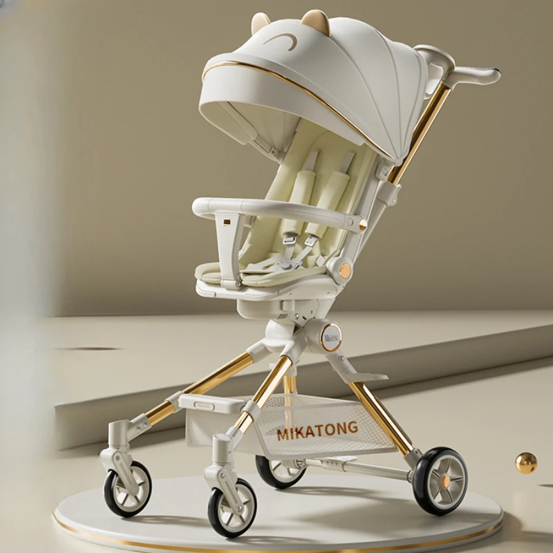 

One-touch Foldable Lightweight Baby Stroller High-view Baby Dining Stroller Sitting and Lying Two-way Baby Carriage