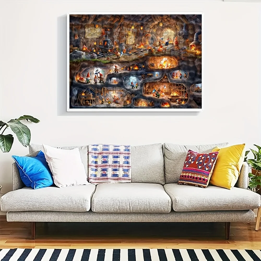 Puzzle per adulti da 500/1000 pezzi - Mondo fantasy intricato su larga scala con gnomi, draghi e creature magiche - Impegnativo 500 pezzi o