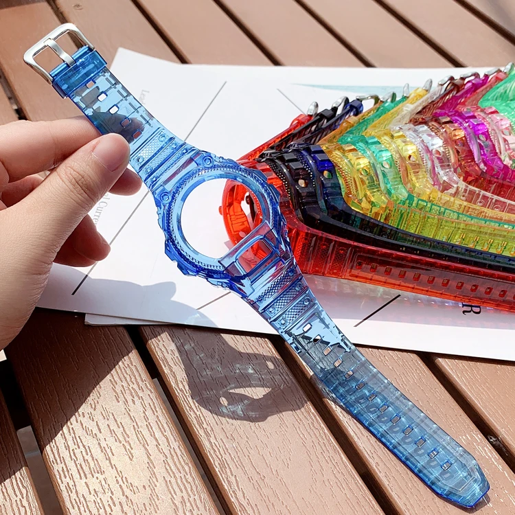 Ремешок из смолы + чехол для Casio G-SHOCK DW-6900, браслет, ремень на запястье, цветной водонепроницаемый ремешок для часов, прозрачный ремешок из ТПУ для DW6900