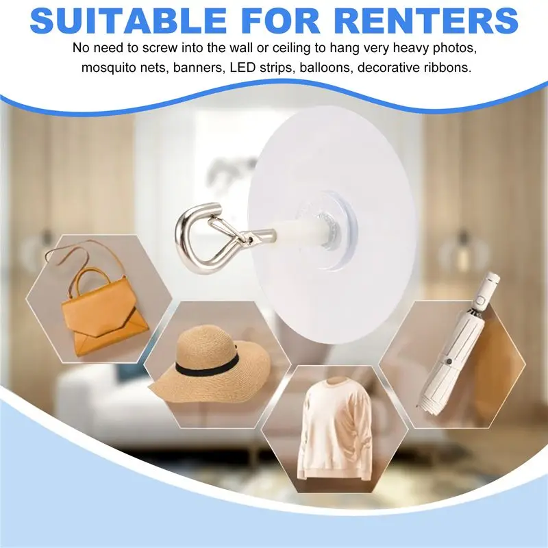 CYCLI-Stick Ceiling Hooks Heavy Duty Self-Adhesive Water Resistant Hooks For Ceiling Multifunctional Hooks For Wind Chimes