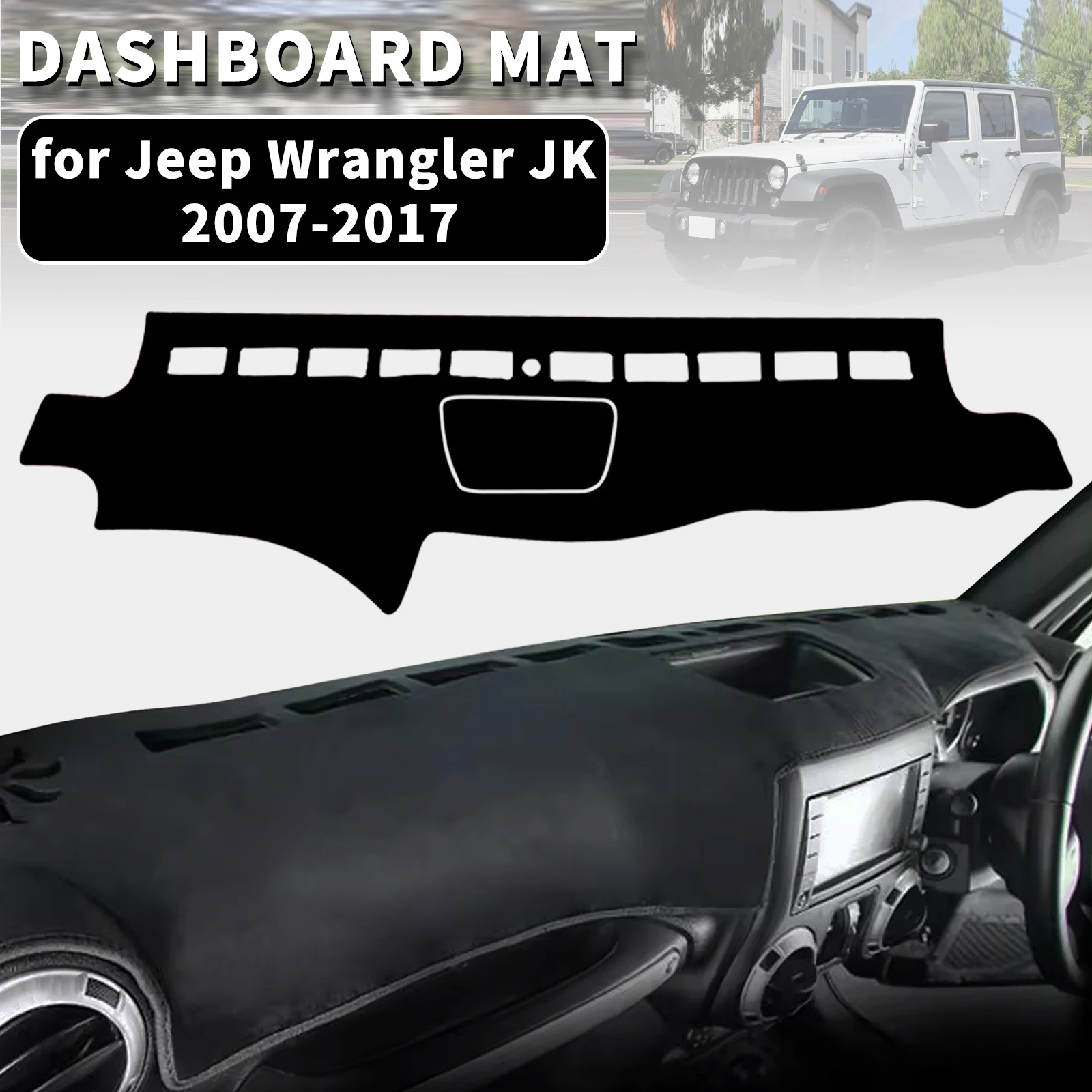 for Jeep Wrangler JK 2007-2017 Dashmat Dashboard Cover Dash Mat Anti-UV Sun Shade Carpet Pad Car Styling Accessories Protector