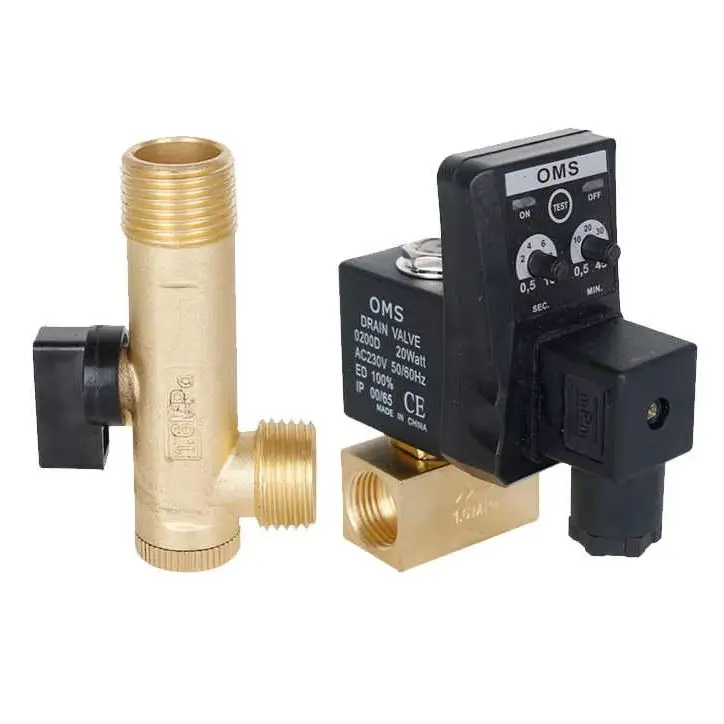 1/2' Dn15 220v/12v/24v Brass Electronic Drain Solenoid Valve Auto Timer Opt-A B For Air Compressor Tank Cooler Dry