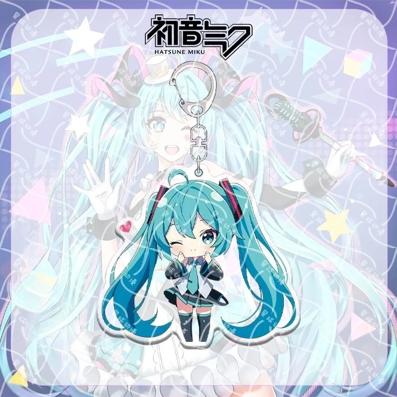 Hatsune Miku cartoon anime merchandise creative personalized acrylic keychain cute Two-dimensional backpack charm accessory view 6