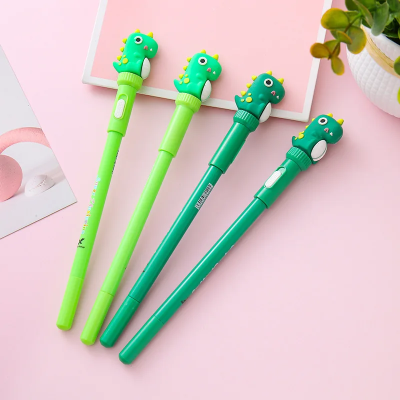 50PCS Dinosaur With Lamp, Gender-neutral Pen, Creative Stationery, Student, Decompression, Rotary Pen, Writing Tool, Water Pen,