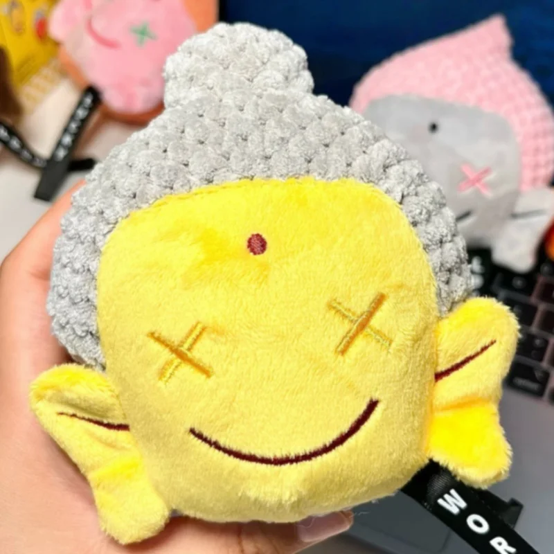 Op voorraad Fo U pluche Boeddha hoofd serie wensen je geluk pluche trendy speelgoed beeldjes decoratieve rugzakken charme sleutelhanger cadeau