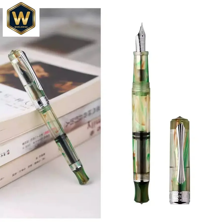 PENBBS 470 Limited Edition Rice Cake & Amber Vacuum Filling Resin Acrylic Fountain Pen with Large Ink Capacity