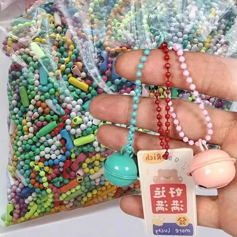 DIY Ball Bead Chains Sliver Colorful Keyrings Dolls Label Hand Tag Connector Making Iron Pendant Jewelry Accessories Keychains