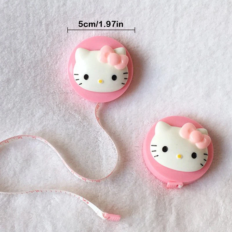 Kawaii Hello Kitty Self-Telescoping Tape Mini Portable Soft Ruler Measuring Tape Measuring Clothes Waist Circumference Tools