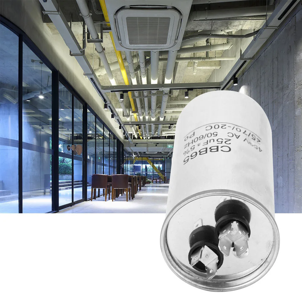 CBB65 25μF 450V Capacitor Aluminum Shell Explosion-Proof Capacitor Suitable for Air Conditioner Motors CBB65 Capacitor