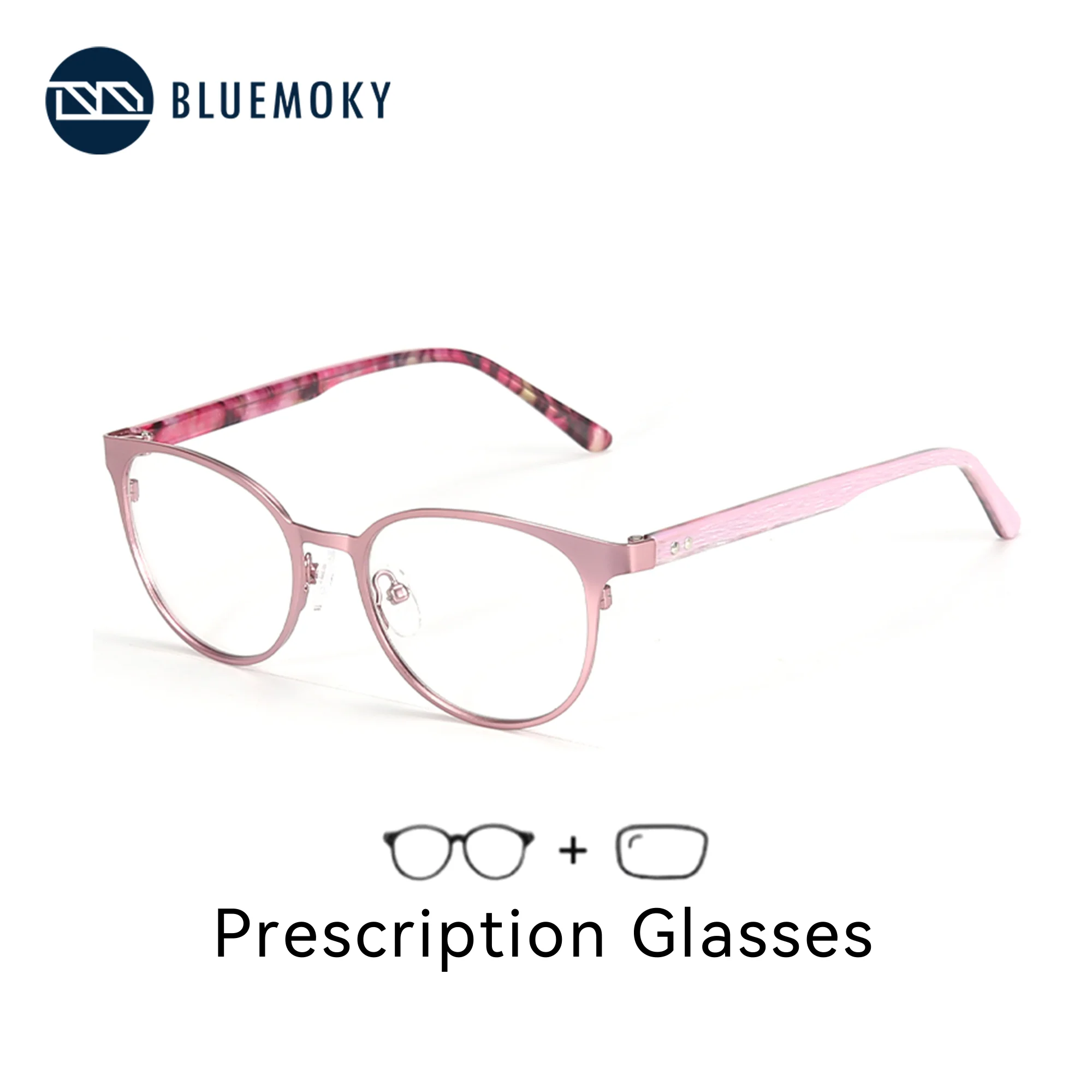 

BLUEMOKY Metal Prescription Eyeglasses Children Square Frame Progressive Lenses For Myopia And Hyperopia Blue Light Blocking