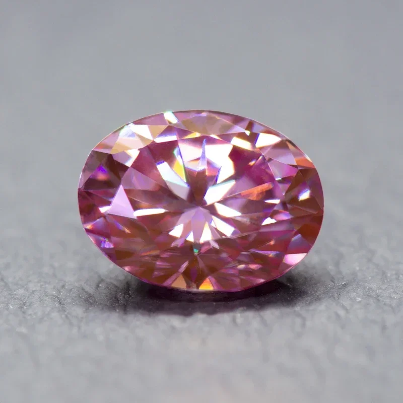 Moissanit-Stein im Ovalschliff, Sakura-Farbe, für DIY-Schmuckherstellung, Einlegematerialien mit Diamanttester und Zertifikat. – Detail 14