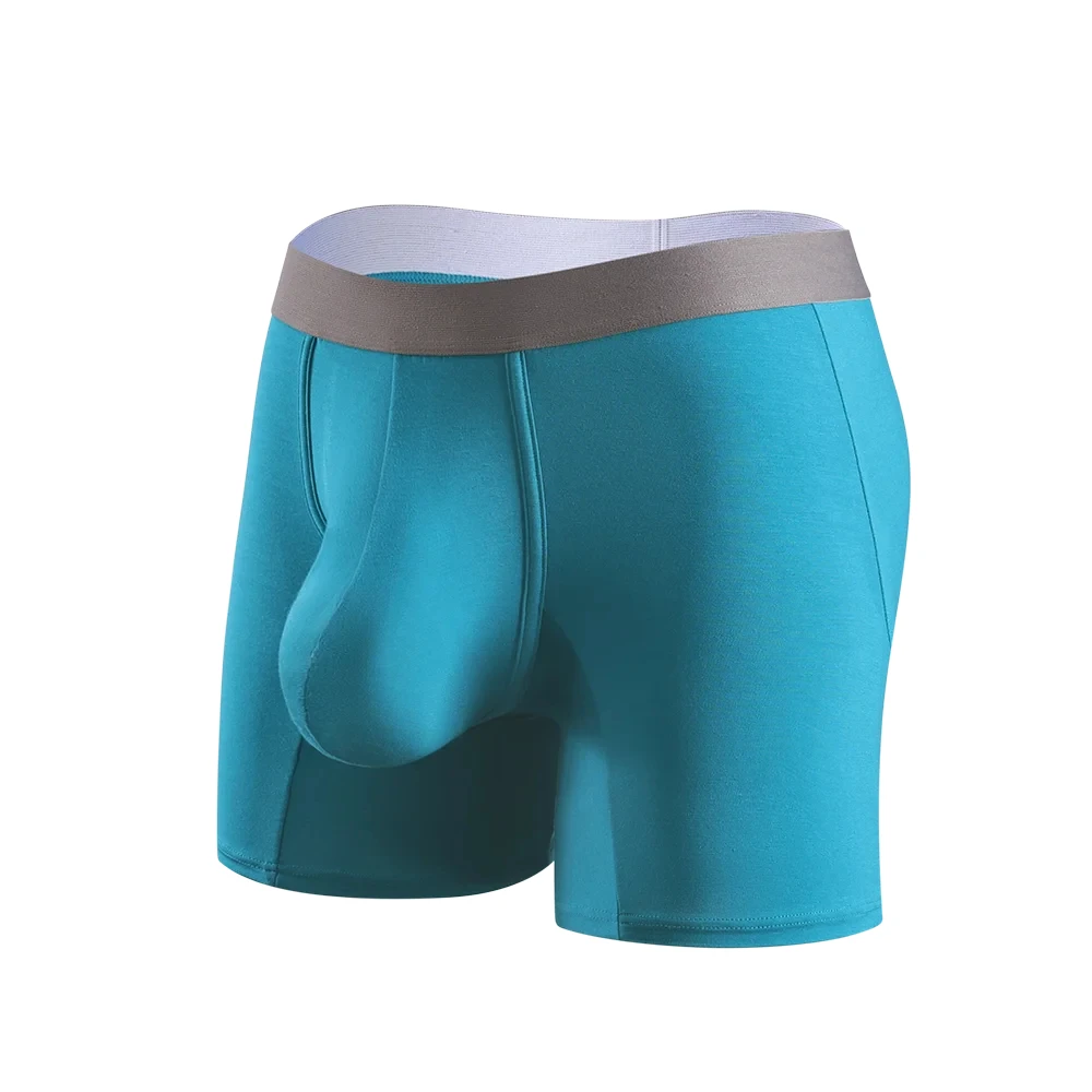 Herren Modal Boxershorts Atmungsaktiv Anti-Scheuer Langbeinige Sportunterwäsche Großer 3D-Pouch Anti-Reibungs-Sportboxershorts