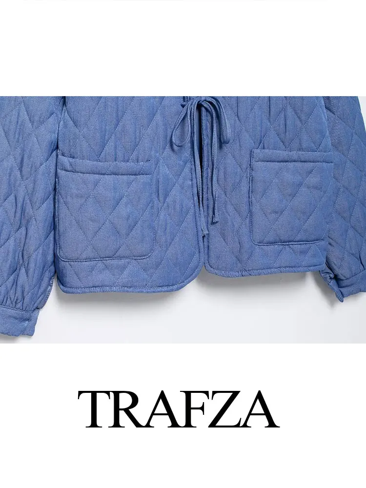 Trafza 2024 moda feminina casaco de inverno acolchoado lapela sólida solto cardigan jaqueta feminina streetwear mulher outercoat topo na moda