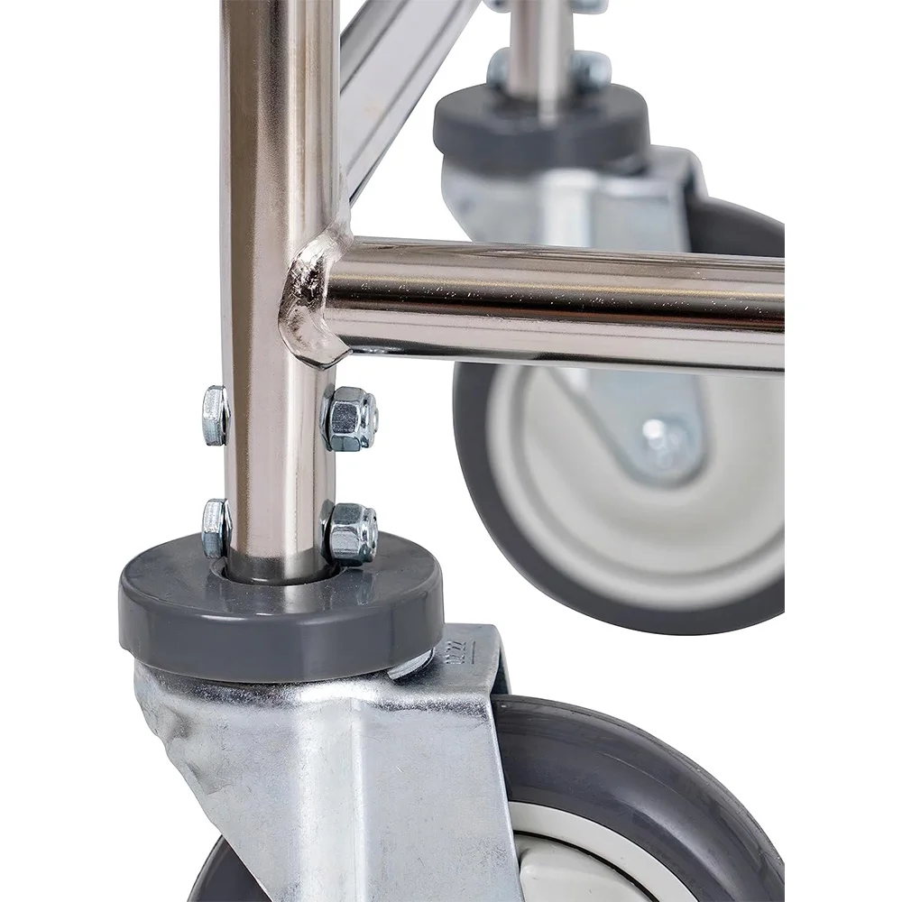 Commercial Wire Laundry Cart with Double Pole Rack, 2.5 Bushel, Chrome Thickened and reinforced handcart
