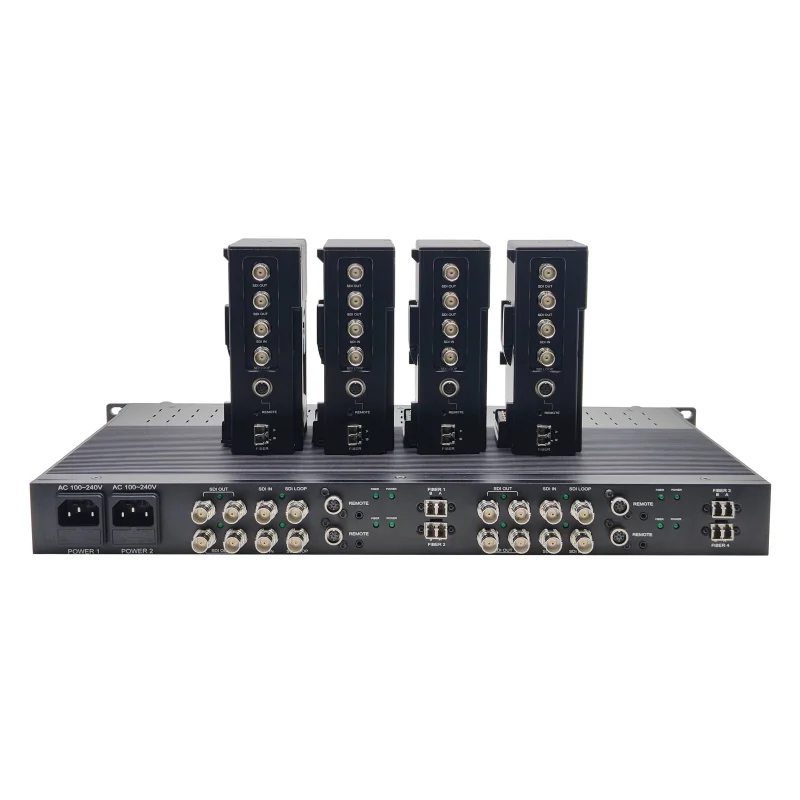 4TX to 1RX 4K Bidirectional SDI Video Fiber Transmission Equipment for Live Production
