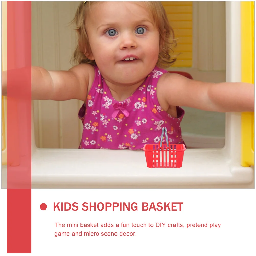 12 قطعة سلة صغيرة مع مقبض سلة تسوق للأطفال لعبة بلاستيكية مصغرة التظاهر اللعب سوبر ماركت لعب الأدوار دمية الملحقات #6