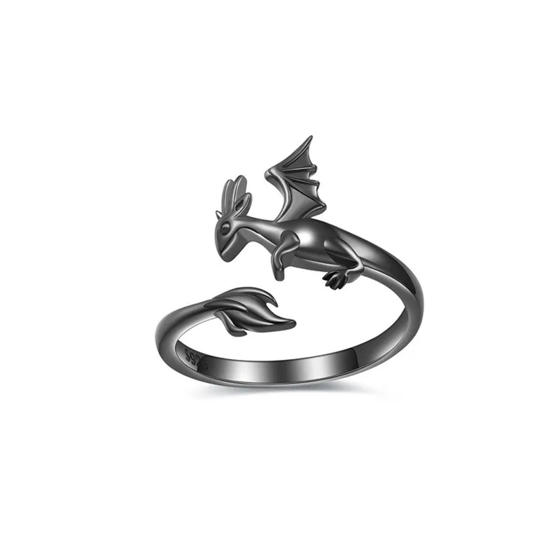 Exquisite Fashion Black Dragon Rings for Women Men Girl Animal Jewelry Adjustable Dinosaur Thumb Ring Mother\'s Day Gift anillos