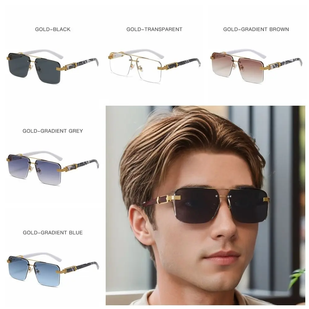 

Retro UV 400 Rimless Sunglasses Marble Pattern Square Frame Men Sunglasses Punk Steampunk Driving Eyewear Female