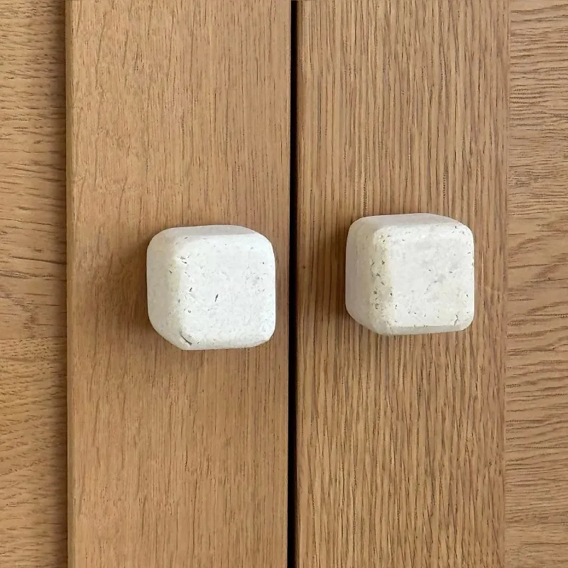Natural travertine handle square rounded edge design cabinet door handle soft decoration wardrobe door personalized handle