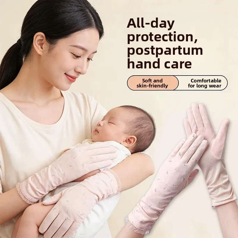 Pure Cotton Thin Summer Maternity Gloves Sleepwear Night Use Windproof Warm Hand Protection Home Use Casual Style Gloves