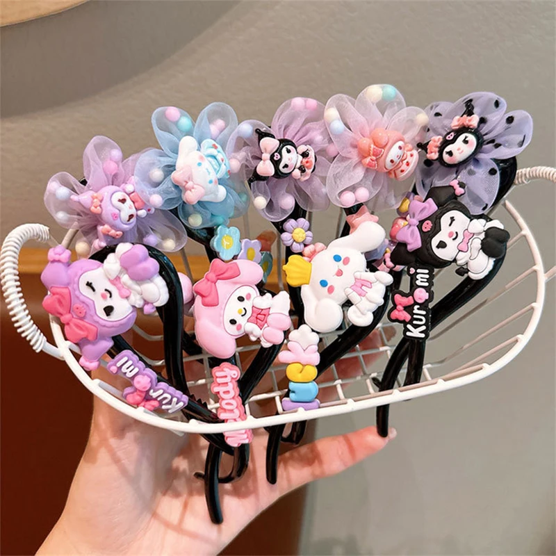 Sanrio-Pinzas para el pelo antideslizantes de dibujos animados para mujer y niña, accesorios Kawaii para el cabello, Clip de tiburón con flores bonitas, regalos exquisitos