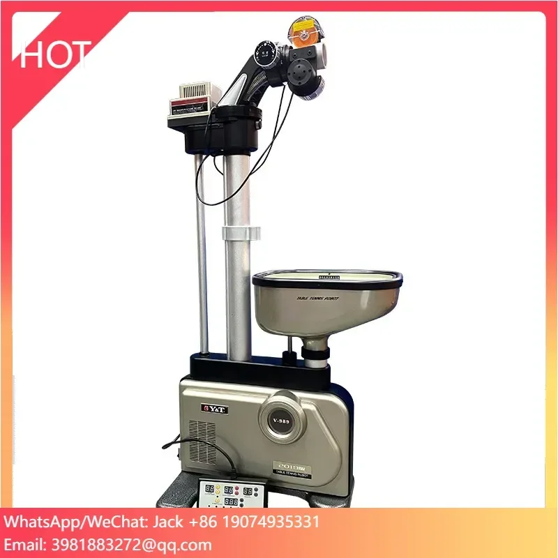 Y&T V989-2019 High Level Ping Pong Machine Smart Serve Auto-recycle Daily Training Table Tennis Robot
