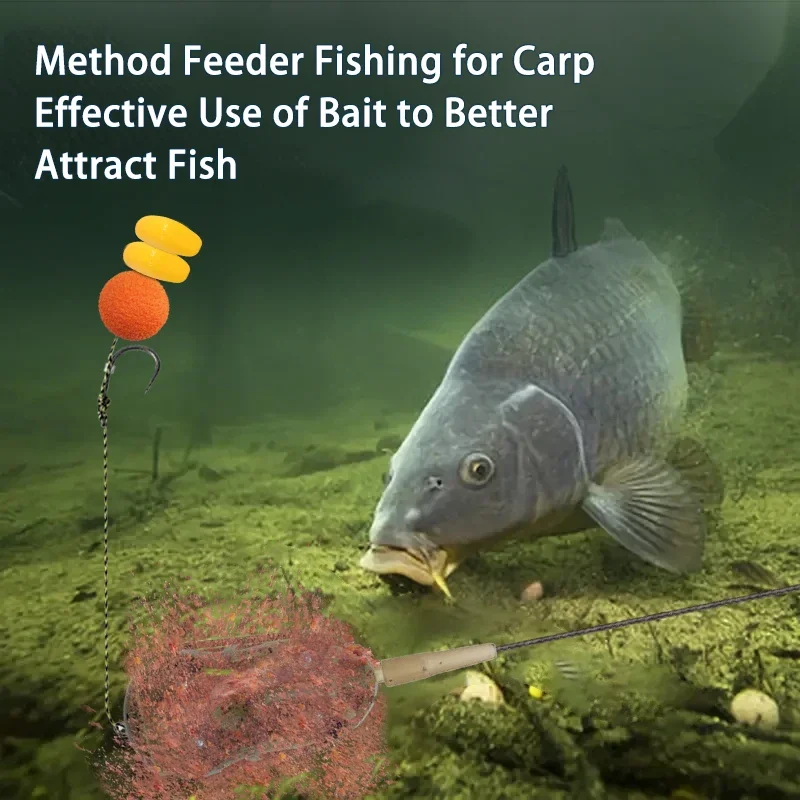 أدوات صيد السمك المربوطة مسبقًا، 5 قطع من أدوات تغذية الشعر مع خطافات شائكة لصيد سمك الشبوط، مجموعة أدوات أدوات طرفية جاهزة للاستخدام