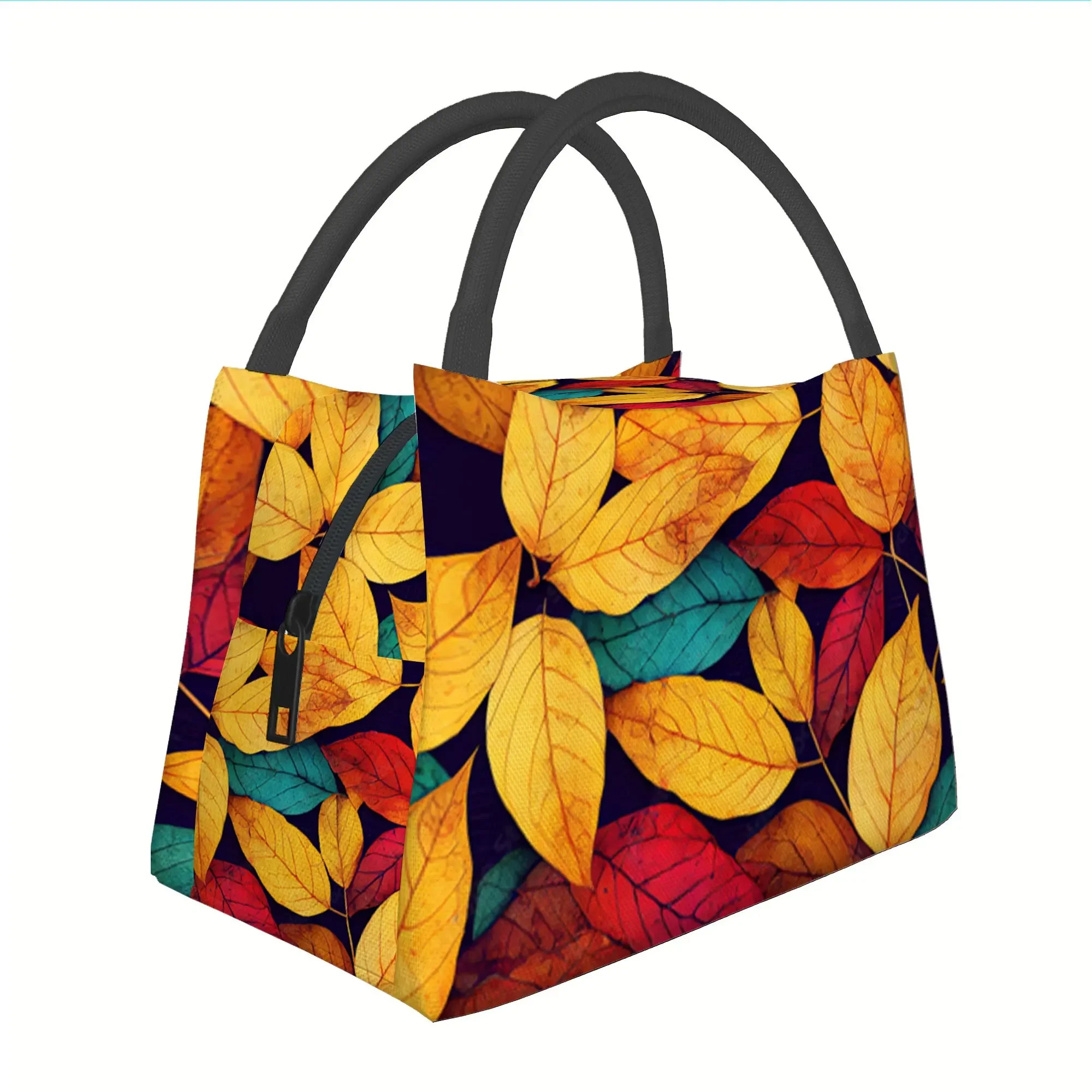Autumn Leaves Thermal Lunch Bag Insulated Reusable Oxford Fabric Tote For Unisex