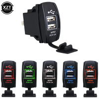 Dual USB Car Charger Socket 3.1A Fast Charger Car Phone Charger 12-24V Panel Waterproof Power Socket Adapter Car Accessories