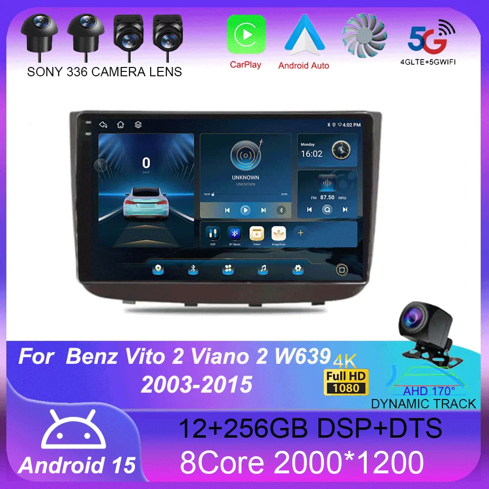 

Android 15 Carplay Auto For Benz Vito 2 Viano 2 W639 2003- 2015 Car Radio Multimedia Video Player Navigation GPS No 2Din 2 Din