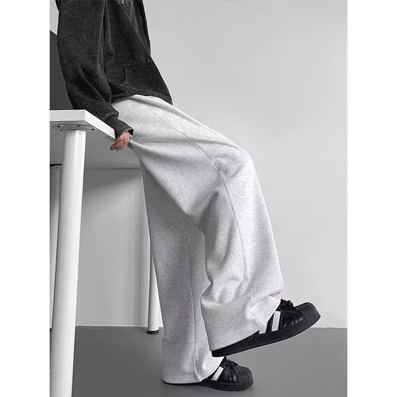 

Men's Spring and Autumn New Loose Straight Leg Sports Pants, Men's Wide Leg Casual Long Pants, Thickened Winter