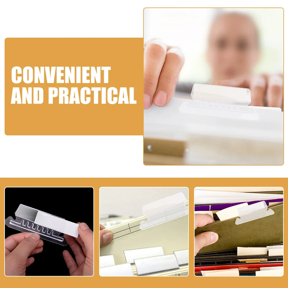 

1 Set PVC Transparent Hanging File Folder Tabs Labels Inserts for Filing Cabinet Binder Organizers Index Dividers