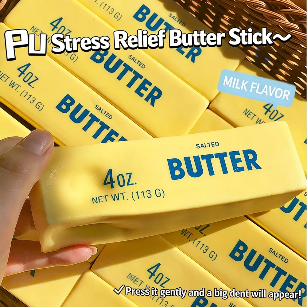 Neuartiges Butterziegel-Fidget-Squishy-Spielzeug, langsam aufsteigendes Quetschspielzeug, Stressabbau-Handentspannungsspielzeug, niedliches tragbares Spielgeschenk für Freunde