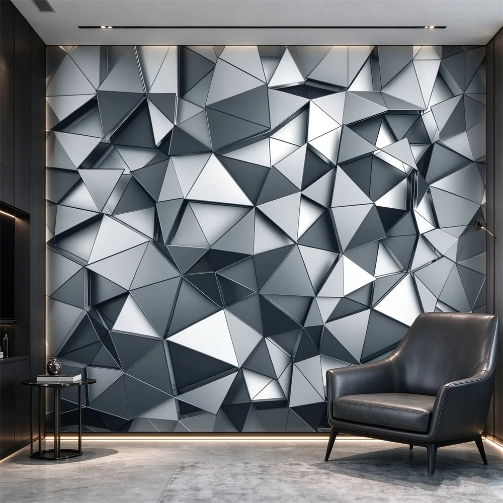 custom Geometric abstract gray triangle wall paper living room decoration modern wallpaper 3D art mural wall covering Stickers