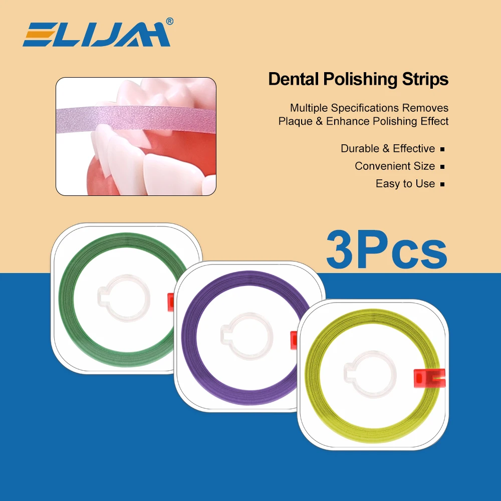 

ELIJAH 3Pcs 6M/Roll Dental Polishing Strip Resin Teeth Grinding Whitening Coarse/Medium/Fine Sanding Shaping Strip Dental Tools
