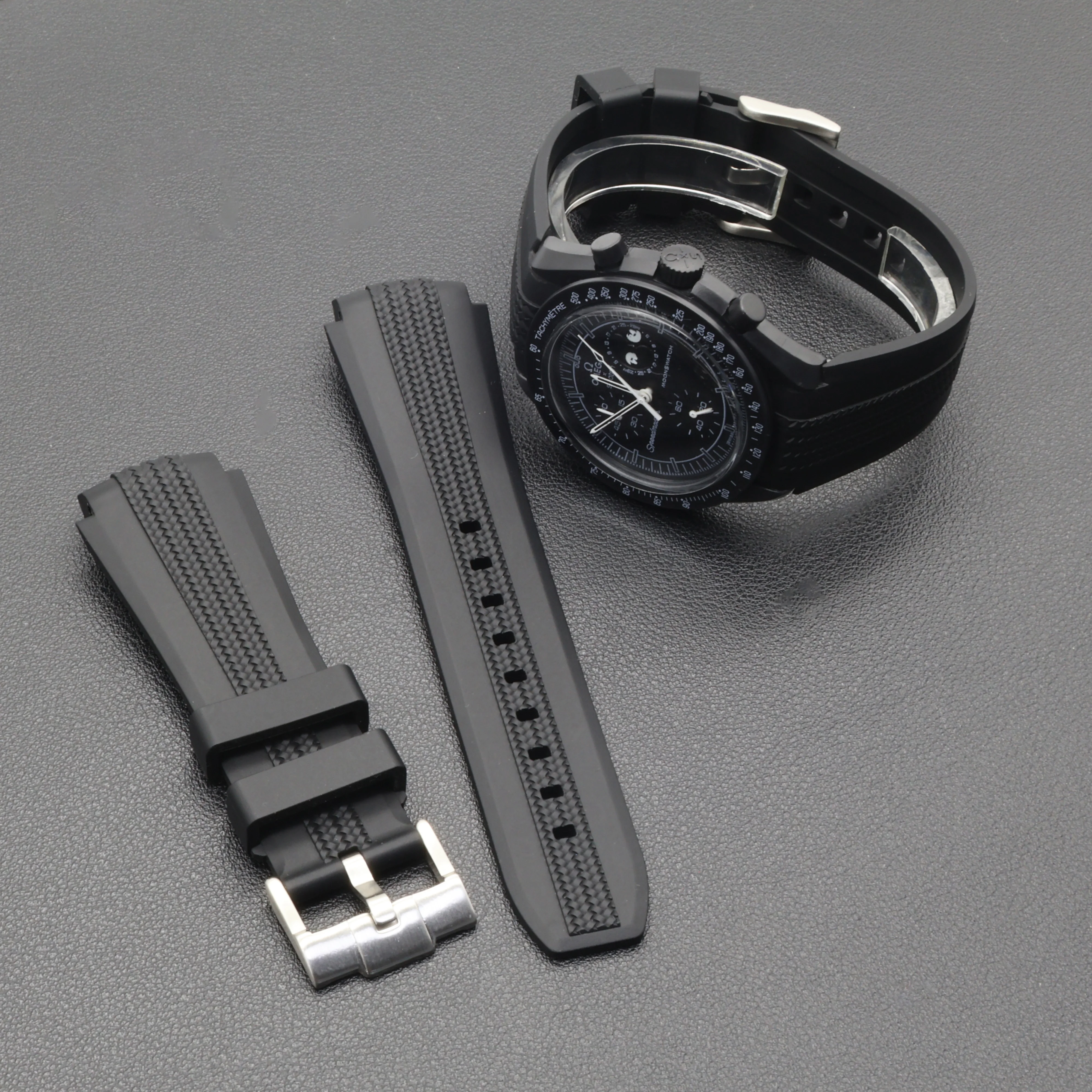 20MM Rubber Watch Strap Is Suitable For Omega x Swatch Moonswatch Liquid Silicone Watch Strap Is Soft Comfortable Quick-Release